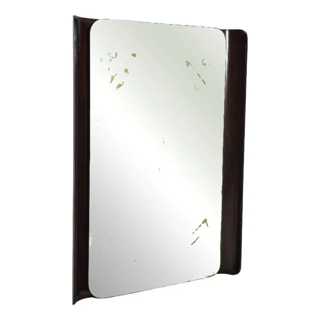 Mid-Century Italian Wall Mirror in Curved Teak, 1960s