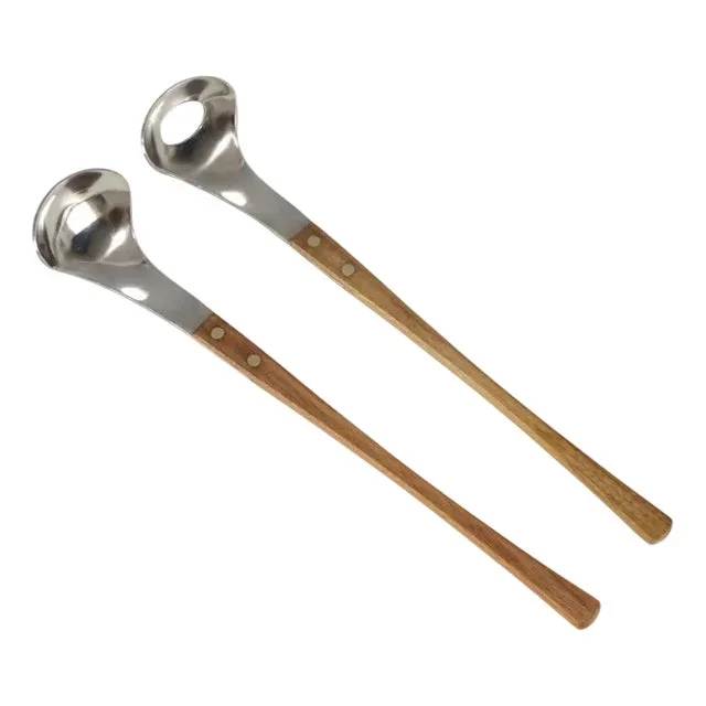 Mid-Century Japanese Salad Servers in Stainless Steel and Teak, 1960s, Set of 2