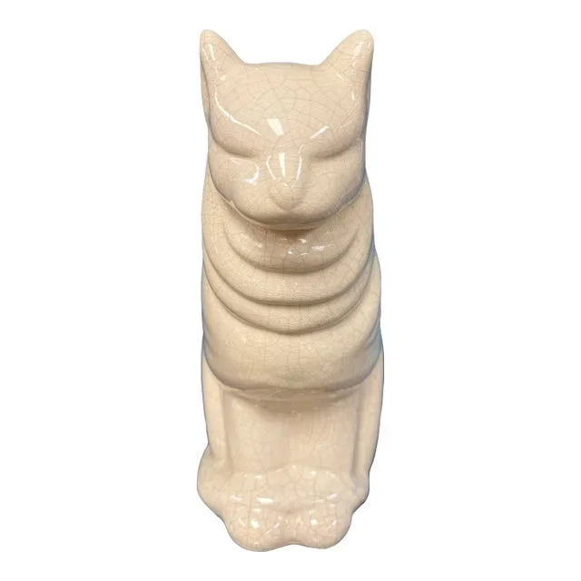 Mid Century Large Stylized Deco Ceramic Cat by Gonder Pottery