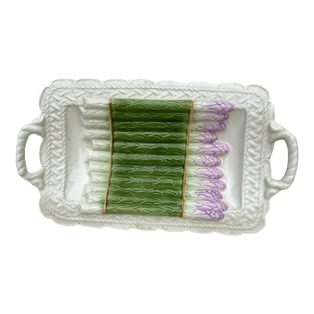 Mid-Century Majolica Asparagus Platter