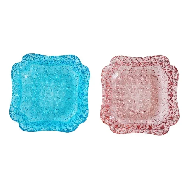 Mid Century Modern “Daisy & Buttons” Pattern Ashtray- A Set