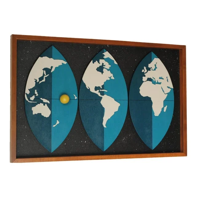 Mid Century Modern Art Abstract World Map Witco Wall Sculpture Painting