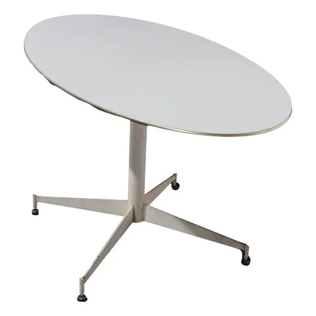 Mid Century Modern Chrome & Wood White Finish Surfboard Cafe Table C1960
