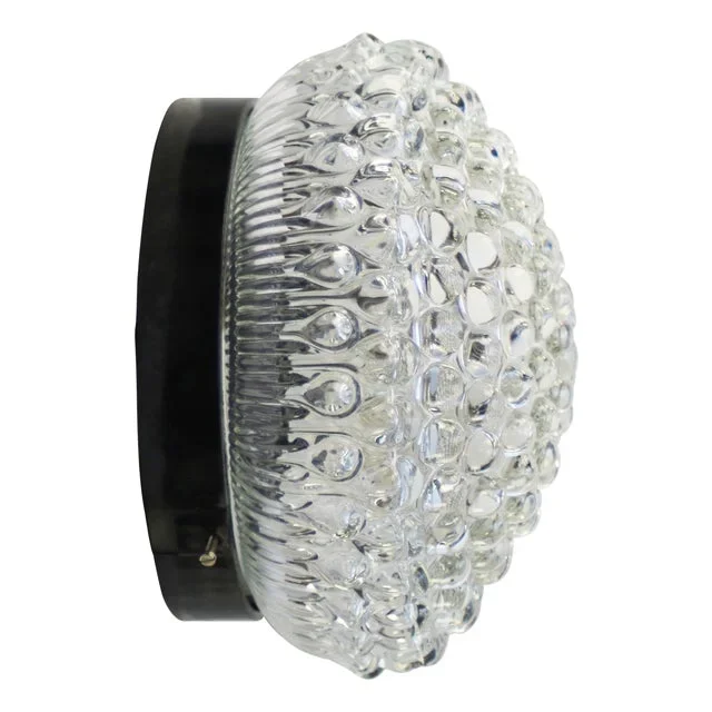 Mid-Century Modern Clear Crystal Glass Bakelite Sconce