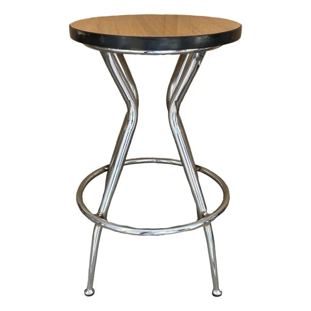 Mid-Century Modern Industrial Italian Stool with Chromed Legs and Formica, 1950s
