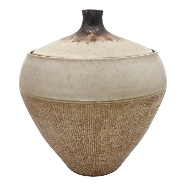 Mid-Century Modern Stoneware Vase With Lid by Rupert Deese