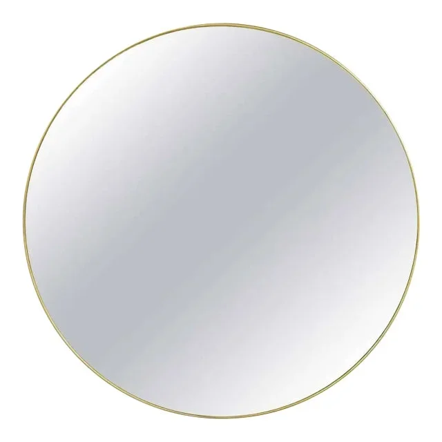 Mid-Century Modern-Style Round Gilt Wall Mirror – Clear