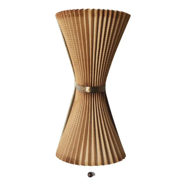 Mid-Century Pleated White and Brass Wall Lamp, 1950s