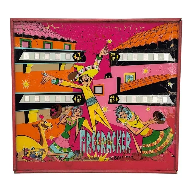 Mid-Century Pop Art Bally Firecracker Pinball Arcade Hanging Light Box