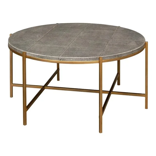 Mid Century Round Leather Cocktail Table