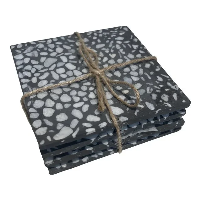 Mid Century Style Gray and White Terrazzo Coasters