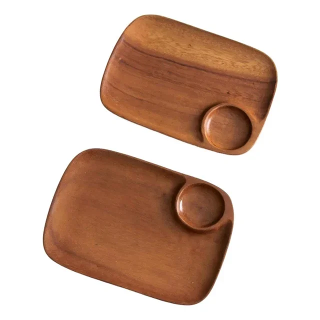 Mid-Century Teak Snack Trays Pair