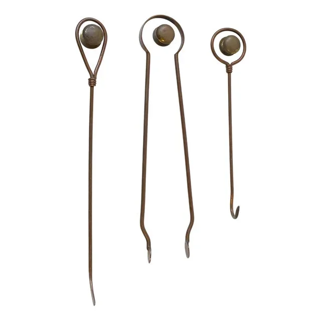 Mid-Century Wall Mounted Fireplace Tools in Copper, 1960s, Set of 6