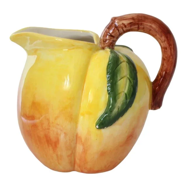 Midcentury Italian Majolica Peach Jug