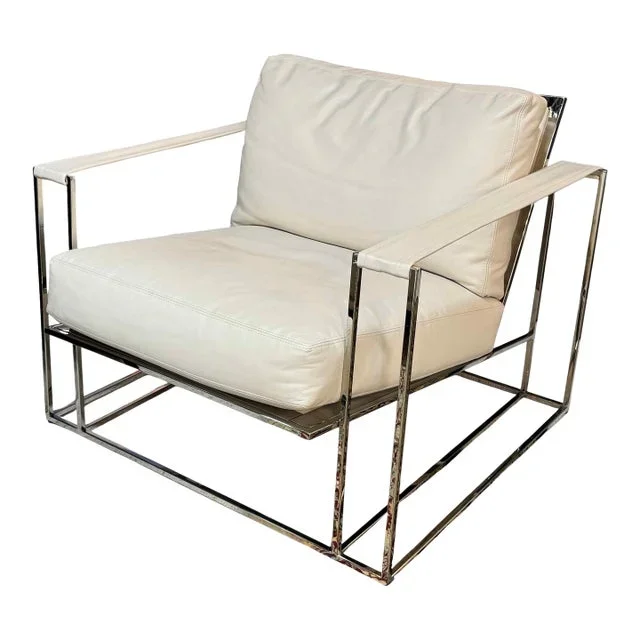 Milo Baughman for Thayer Coggin White Leather Sling Chair