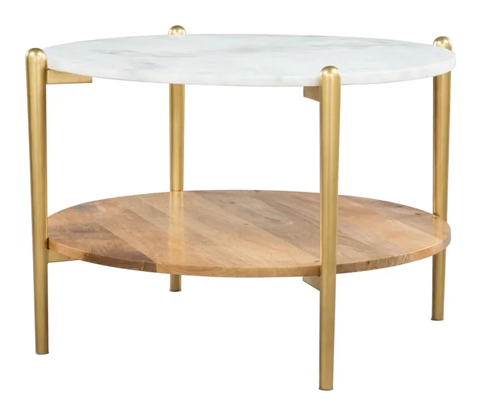 Mina Coffee Marble Table White & Gold