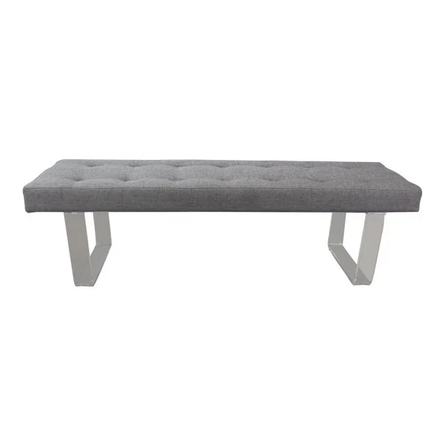 Minimalist Style Lucite Bench With Grey Chenille Velvet Cushion