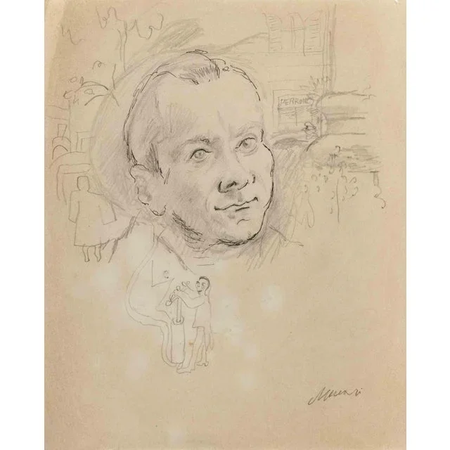 Mino Maccari, Self Portrait, Drawing on Paper, 1935