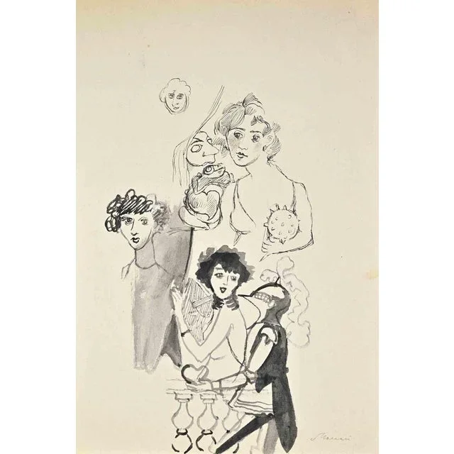 Mino Maccari, Studies, Artwork on Paper, 1935