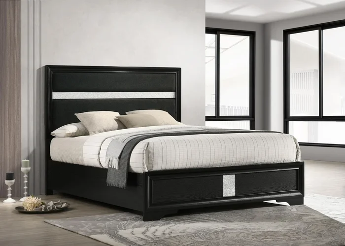 Miranda Black 55-inch Upholstered Eastern King Panel Bed