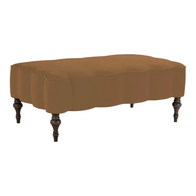 Mirasol Scalloped Ottoman, Cinnamon Velvet