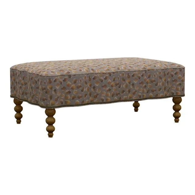 Mirasol Scalloped Ottoman, Kuri Print