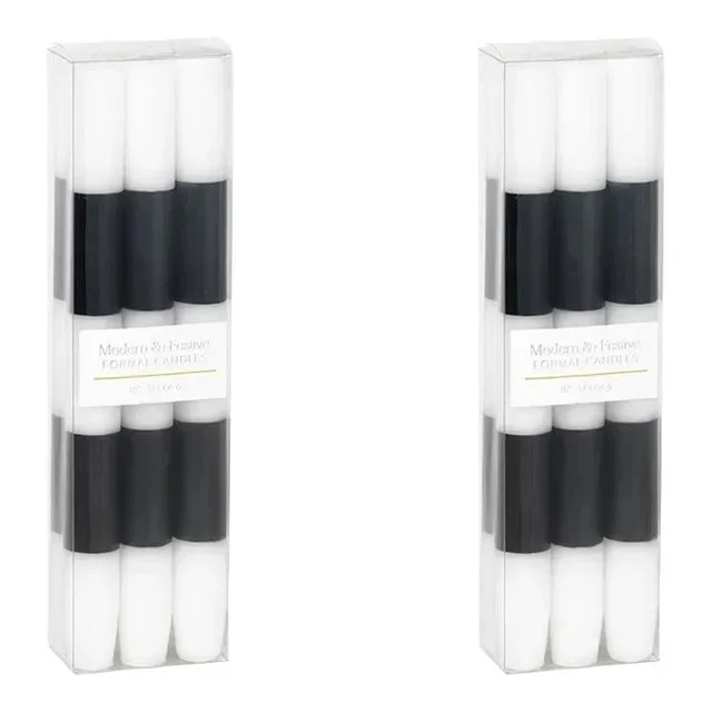 Modern & Festive Black Formal Candle Set, 2 Packs of 6