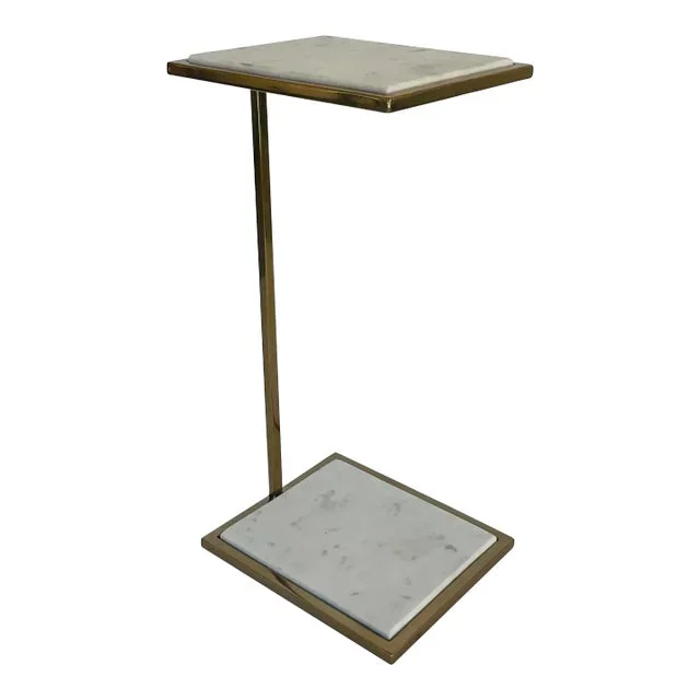 Modern Carrara Marble and Polished Nickel Drinks Table