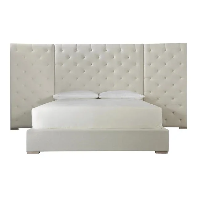 Modern Charlow Bed Cal King 60 with Wall Panel, Beige