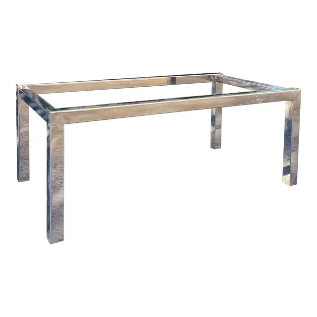 Modern Chrome Dining Table Base | in the Style of Milo Baughman