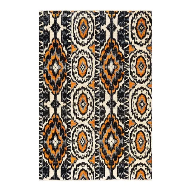 Modern Hand-Knotted Area Rug – Black, 6′ 2″ x 9′ 5″