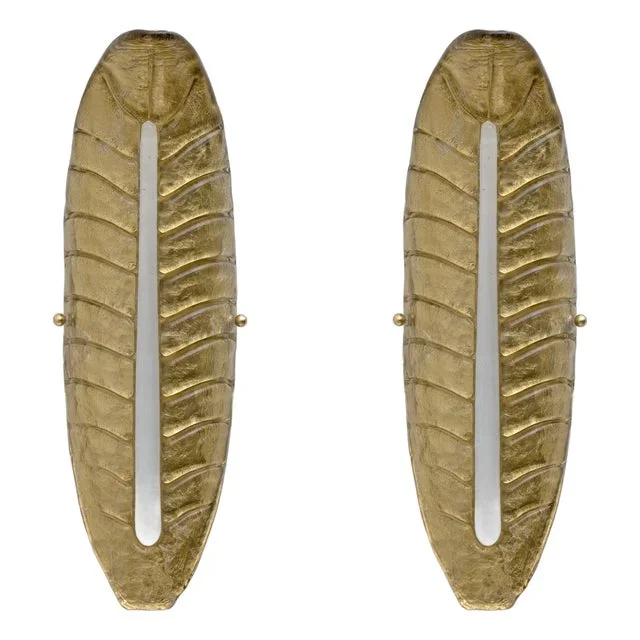 Modern Murano Glass Gold Leaf Sconces, Set of 2