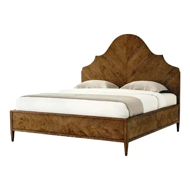 Modern Rustic Oak King Bed – Dark