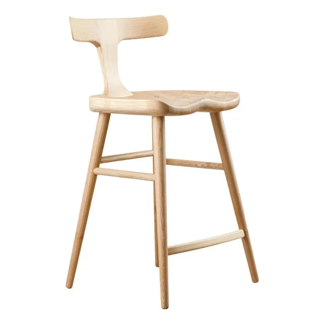 Modern Style Ash Solid Wood Counter Chair With Back in Ash Color