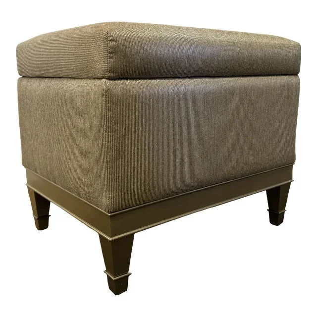 Modern Textured Champagne Silver Storage Bench