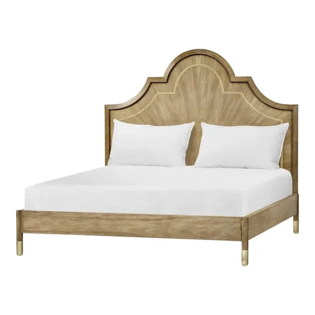 Modern Walnut and Brass King Size Bed