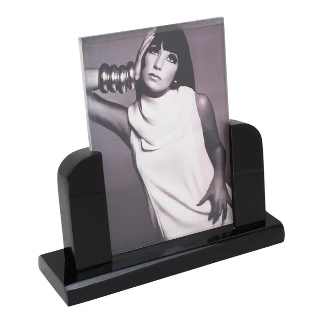 Modernist Black Lucite Picture Frame