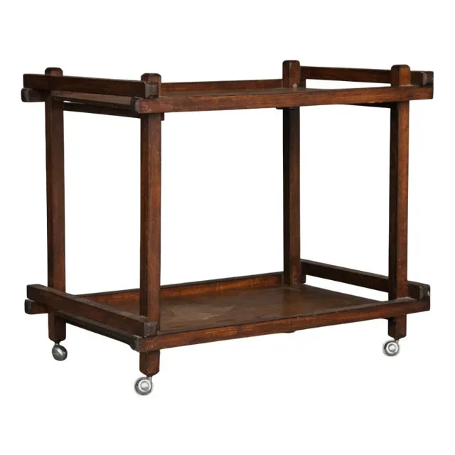 Modernist Dutch Oak Tea Trolley. 1950s