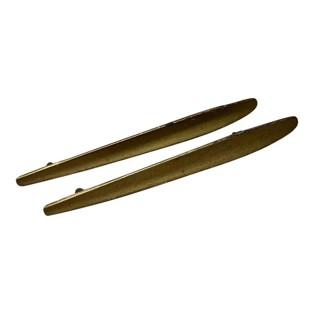 Modernist Long Brass Pull Handle Set of Two Carl Aubock Style