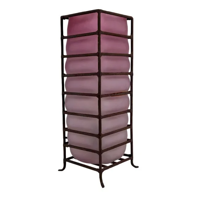 Modernist Table Lamp in Glass Paste and Wrought Iron, 1950s-1960s
