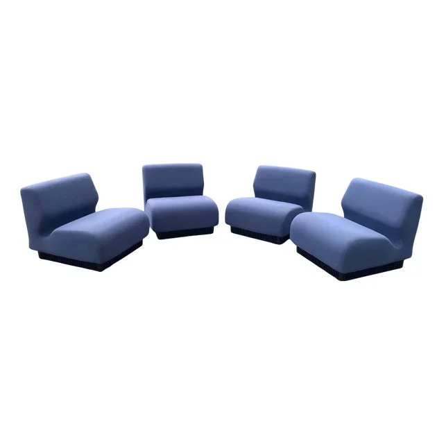 Modular Seating in Blue Wool by Don Chadwick for Herman Miller, 1991, Set of 4
