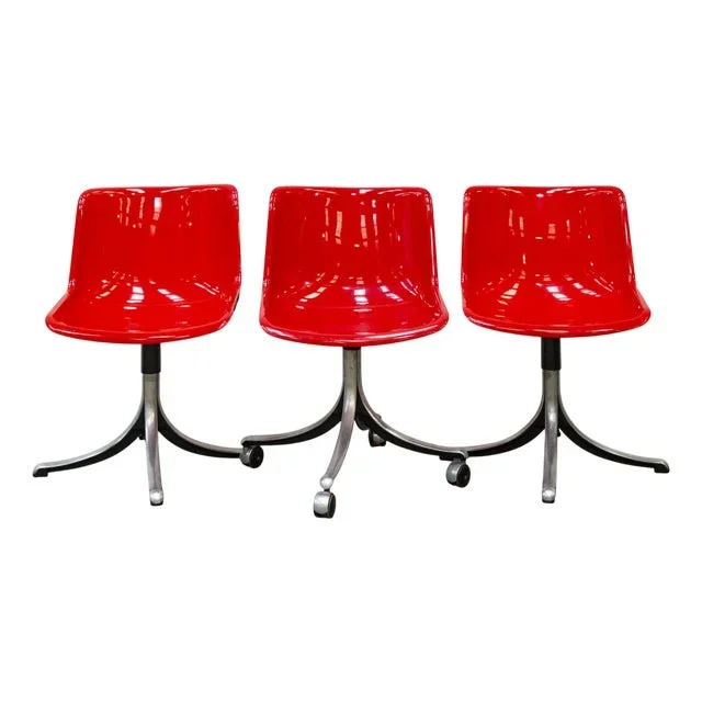 Modus Swivel Chairs by Osvaldo Borsani for Tecno, 1970s, Italy, Set of 3