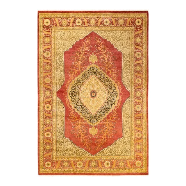 Mogul, One-of-a-Kind Hand-Knotted Area Rug – Orange, 6′ 4″ x 8′ 10″