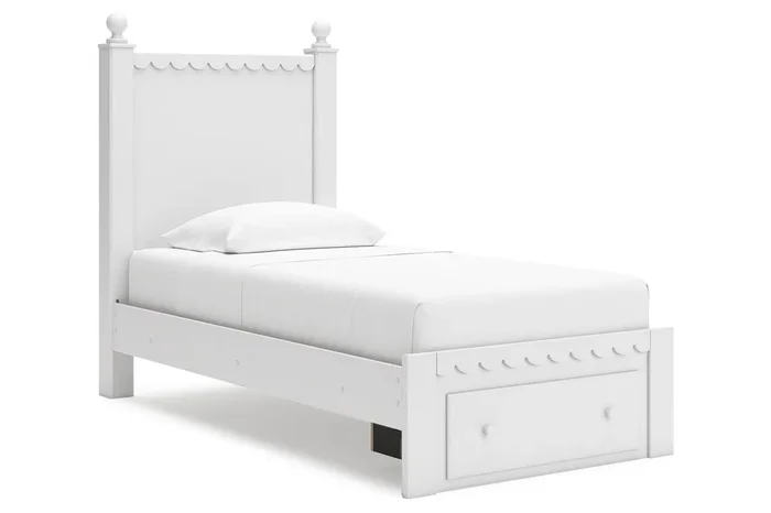 Mollviney White Twin Panel Storage Bed