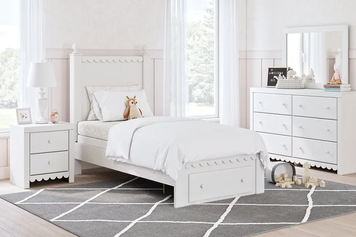 Mollviney White Youth Panel Storage Bedroom Set