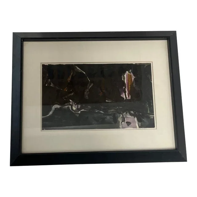 Molly Schiff Watercolor Collage 1960s Framed Painting