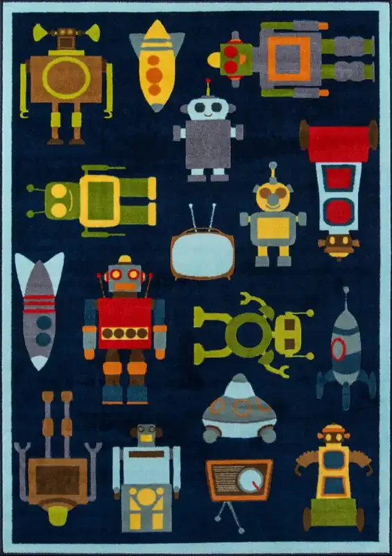 Momeni Mini Mo PLA-2 Blue Machine Made Area Rugs