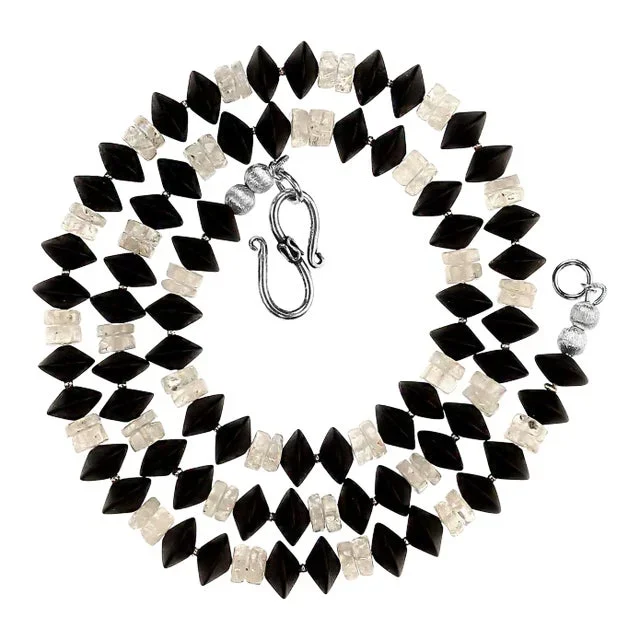 Moonstone and Black Matte Onyx Necklace