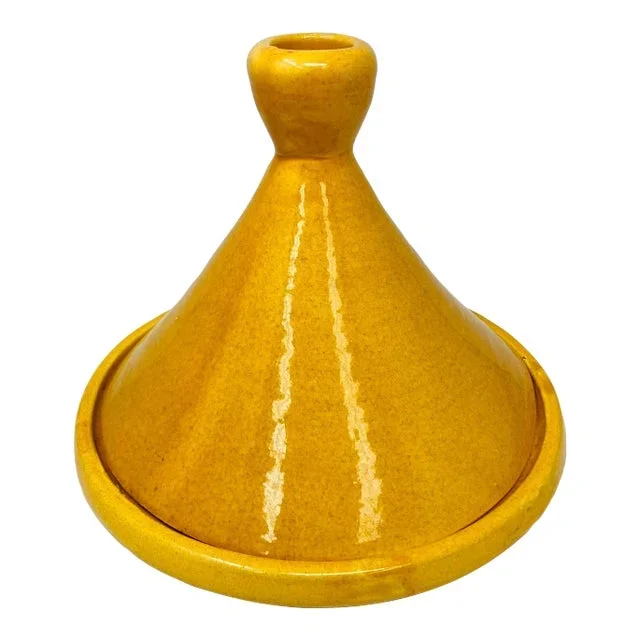 Moroccan Ceramic Yellow Tagine Serving Dish Handcrafted in Marrakech
