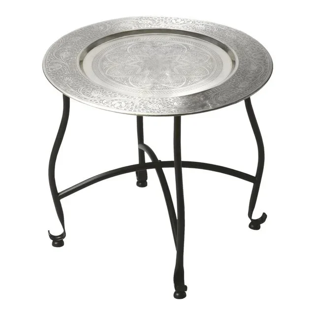Moroccan Metal Tray Table, Multi-Color